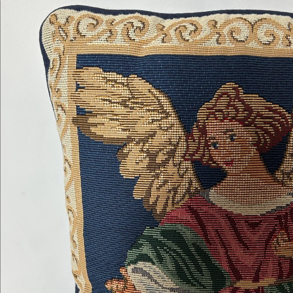 Angel Tapestry Pillow with Navy Background 16” X 12” Pillow Decorative Accent